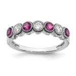 14K White Gold Lab Grown VS/SI FGH Dia & Created Pink Sapphire Ring