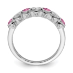 14K White Gold Lab Grown VS/SI FGH Dia & Created Pink Sapphire Ring - Image 2