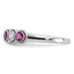 14K White Gold Lab Grown VS/SI FGH Dia & Created Pink Sapphire Ring - Image 3