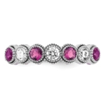 14K White Gold Lab Grown VS/SI FGH Dia & Created Pink Sapphire Ring - Image 6