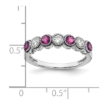 14K White Gold Lab Grown VS/SI FGH Dia & Created Pink Sapphire Ring - Image 4