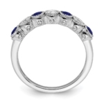 14K White Gold Lab Grown Diamond and Lab Created Blue Sapphire Ring - Image 2