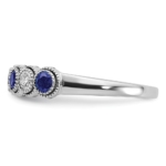 14K White Gold Lab Grown Diamond and Lab Created Blue Sapphire Ring - Image 3