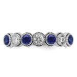 14K White Gold Lab Grown Diamond and Lab Created Blue Sapphire Ring - Image 4