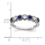 14K White Gold Lab Grown Diamond and Lab Created Blue Sapphire Ring - Image 5
