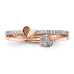 14K Rose Gold Lab Grown VS/SI FGH Dia Hearts Ring - Image 5