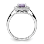 14K White Gold Lab Grown VS/SI FGH Dia and Amethyst Halo Ring - Image 2