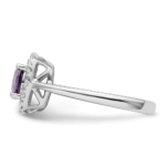 14K White Gold Lab Grown VS/SI FGH Dia and Amethyst Halo Ring - Image 3