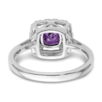 14K White Gold Lab Grown VS/SI FGH Dia and Amethyst Halo Ring - Image 5