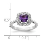 14K White Gold Lab Grown VS/SI FGH Dia and Amethyst Halo Ring - Image 7