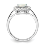14K White Gold Lab Grown VS/SI FGH Dia and Opal Halo Ring - Image 2