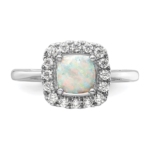 14K White Gold Lab Grown VS/SI FGH Dia and Opal Halo Ring - Image 4