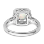 14K White Gold Lab Grown VS/SI FGH Dia and Opal Halo Ring - Image 5