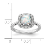 14K White Gold Lab Grown VS/SI FGH Dia and Opal Halo Ring - Image 7