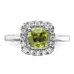 14K White Gold Lab Grown VS/SI FGH Dia and Peridot Halo Ring - Image 4