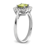 14K White Gold Lab Grown VS/SI FGH Dia and Peridot Halo Ring - Image 6