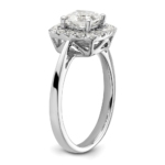 14K White Gold Lab Grown VS/SI FGH Dia and White Sapphire Halo Ring - Image 6
