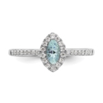 14K White Gold Lab Grown VS/SI FGH Dia and Aquamarine Ring - Image 4