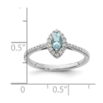 14K White Gold Lab Grown VS/SI FGH Dia and Aquamarine Ring - Image 7