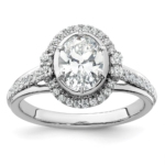 True Origin White Gold 1/3 carat Lab Grown Diamond VS/SI  D E F  Semi Mount Round Fancy Halo Engagement Ring