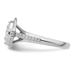 True Origin White Gold 1/3 carat Lab Grown Diamond VS/SI  D E F  Semi Mount Round Fancy Halo Engagement Ring - Image 3