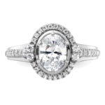 True Origin White Gold 1/3 carat Lab Grown Diamond VS/SI  D E F  Semi Mount Round Fancy Halo Engagement Ring - Image 4