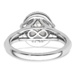 True Origin White Gold 1/3 carat Lab Grown Diamond VS/SI  D E F  Semi Mount Round Fancy Halo Engagement Ring - Image 5