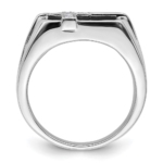 14K White Gold Lab Grown VS/SI FGH Dia Black Onyx Cross Men's Ring - Image 2