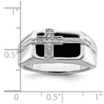 14K White Gold Lab Grown VS/SI FGH Dia Black Onyx Cross Men's Ring - Image 5