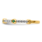 14k Stackable Expressions Created Emerald and Diamond Ring - Image 4