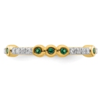 14k Stackable Expressions Created Emerald and Diamond Ring - Image 5