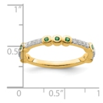 14k Stackable Expressions Created Emerald and Diamond Ring - Image 3