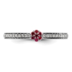 14k White Gold Stackable Expressions Created Ruby and Diamond Ring - Image 5