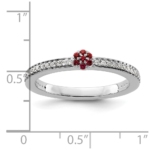 14k White Gold Stackable Expressions Created Ruby and Diamond Ring - Image 3