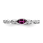 14k White Gold Stackable Expressions Rhodolite Garnet and Dia Ring - Image 4