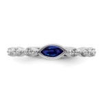 14k White Gold Stackable Expressions Cr.Sapphire and Diamond Ring - Image 4
