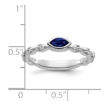 14k White Gold Stackable Expressions Cr.Sapphire and Diamond Ring - Image 5