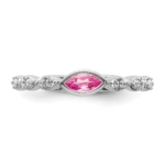 14k White Gold Stackable Expressions Pink Tourmaline and Dia. Ring - Image 4