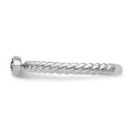 14k White Gold Stackable Expressions Garnet Twisted Ring - Image 3