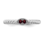 14k White Gold Stackable Expressions Garnet Twisted Ring - Image 4