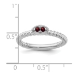 14k White Gold Stackable Expressions Garnet Twisted Ring - Image 5
