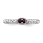 14k White Gold Stackable Expressions Rhodolite Garnet Twisted Ring - Image 4