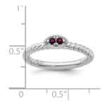 14k White Gold Stackable Expressions Rhodolite Garnet Twisted Ring - Image 5