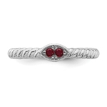 14k White Gold Stackable Expressions Created Ruby Twisted Ring - Image 4