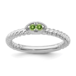 14k White Gold Stackable Expressions Peridot Twisted Ring