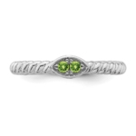 14k White Gold Stackable Expressions Peridot Twisted Ring - Image 4