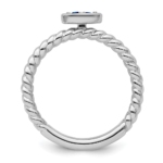 14k White Gold Stackable Expressions Created Sapphire Twisted Ring - Image 2