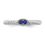 14k White Gold Stackable Expressions Created Sapphire Twisted Ring - Image 4