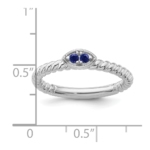 14k White Gold Stackable Expressions Created Sapphire Twisted Ring - Image 5