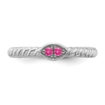 14k White Gold Stackable Expressions Pink Tourmaline Twisted Ring - Image 4